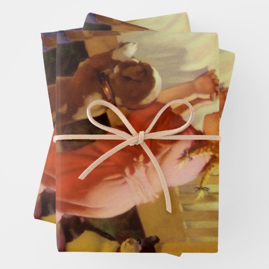 Bedtime Prayers, meisje met puppy,  religie Inpakpapier Vel (In situ)