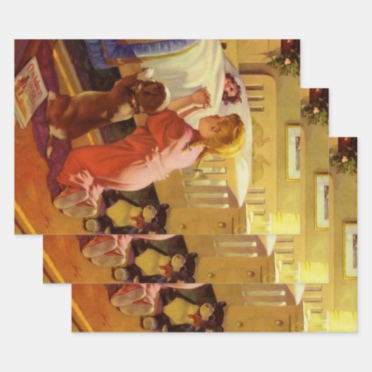 Bedtime Prayers, meisje met puppy,  religie Inpakpapier Vel (Set)