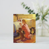 Bedtime Prayers, meisje met puppy,  religie Kaart (Staand voorkant)