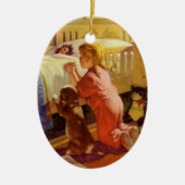 Bedtime Prayers, meisje met puppy,  religie Keramisch Ornament (Voorkant)