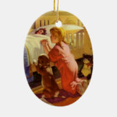Bedtime Prayers, meisje met puppy,  religie Keramisch Ornament (Achterkant)