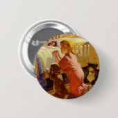 Bedtime Prayers, meisje met puppy, religie Ronde Button 5,7 Cm (Voorkant /achterkant)