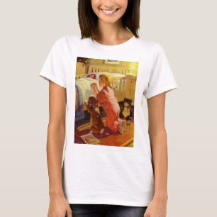 Bedtime Prayers, meisje met puppy,  religie T-shirt