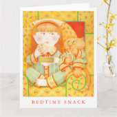 BEDTIME SNACK Groot Wenskaart Kaart (Gele Bloem)