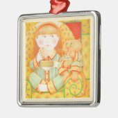 BEDTIME SNACK Premium Vierkant Ornament / Crème (Links)