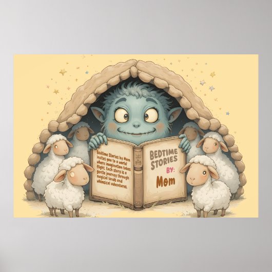 Bedtime Stories by Mom Cute Monster Baby Blanket Poster (Voorkant)