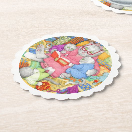 BEDTIME STORY Geschulpte ronde Onderzetters - Wit (Gekanteld)