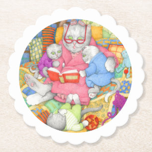 BEDTIME STORY Geschulpte ronde Onderzetters - Wit