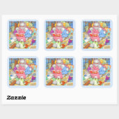 BEDTIME STORY Grote Vierkante Stickers - Blauw (Vel)