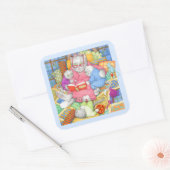 BEDTIME STORY Grote Vierkante Stickers - Blauw (Envelop)