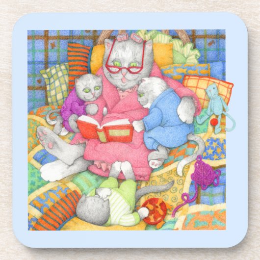 BEDTIME STORY Hard Plastic Onderzetters - Blauw (Voorkant)