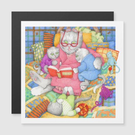 BEDTIME STORY Magnetische Kaart - Wit (Voorkant / Achterkant)