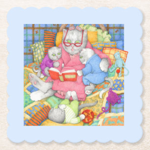 BEDTIME STORY Scalloped Square Onderzetters - Blau