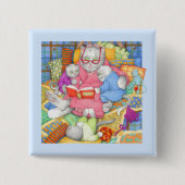 BEDTIME STORY Square Button Pin - Blauw (Voorkant)