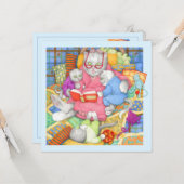 BEDTIME STORY Square Flat Birthday Kaart / Blauw (Voorkant / Achterkant in situ)