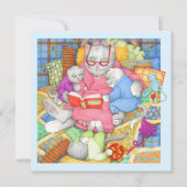BEDTIME STORY Square Flat Birthday Kaart / Blauw (Voorkant)