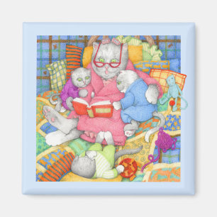 BEDTIME STORY Vierkante magneet - Blauw