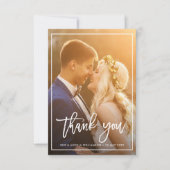 bedwelmd liefdesscript trouwfoto bedankt kaart (Voorkant)