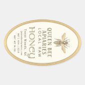 Bee 16 of 32oz Queenline Gold Honey Jar Ovale Sticker (Voorkant)