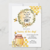 Bee 1e verjaardag Uitnodiging Meisje (Voorkant)