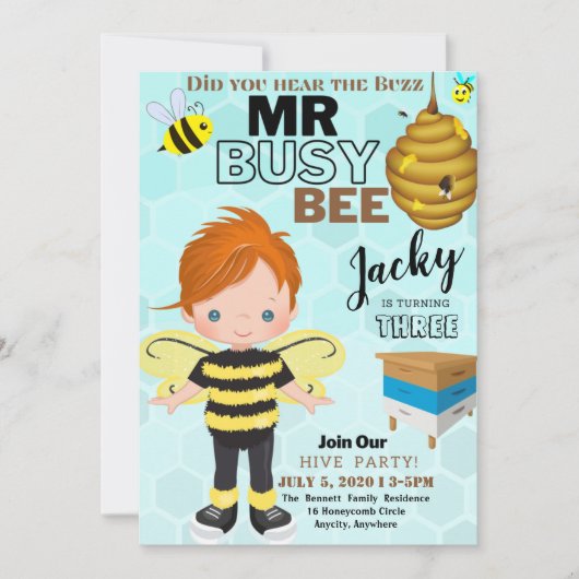 Bee 3 andere Birthday Invitation Kaart (Voorkant)