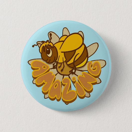 Bee Amazing - Schattigee Cartoon Bumble Bee & Dais Ronde Button 5,7 Cm (Voorkant)