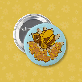 Bee Amazing - Schattigee Cartoon Bumble Bee & Dais Ronde Button 5,7 Cm