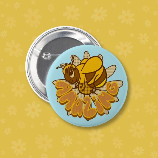 Bee Amazing - Schattigee Cartoon Bumble Bee & Dais Ronde Button 5,7 Cm