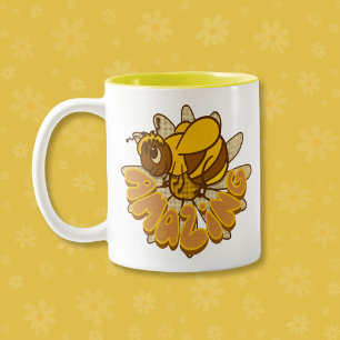 Bee Amazing - Schattigee Cartoon Bumble Bee & Dais Tweekleurige Koffiemok