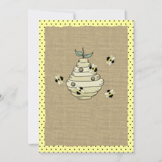 Bee and Burlap Baby shower Kaart (Achterkant)
