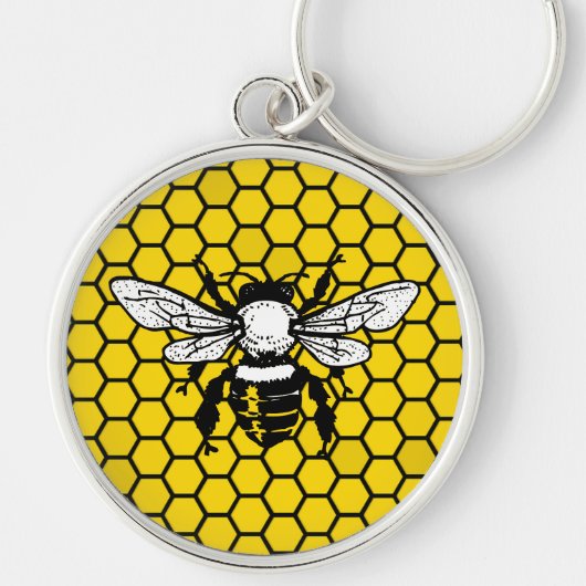 Bee and honeycomb keychain for beekeepers (Voorkant)