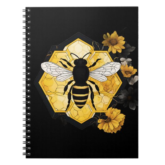 Bee and Honeycomb yellow and black Notebook Notitieboek (Voorkant)