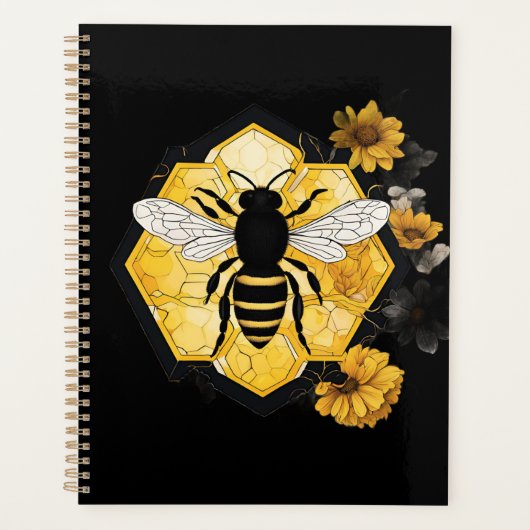 Bee and Honeycomb yellow and black  Planner (Voorkant)
