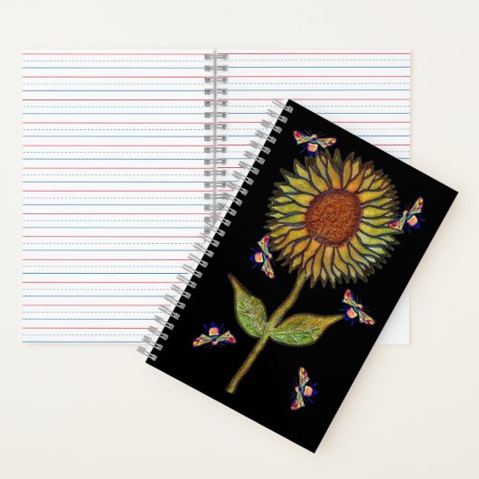 Bee And Sunflower Notebook Notitieboek (Binnen)