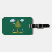 Bee and Tree Natuur Scene met Bloemen en Wolken Bagagelabel (Voorkant horizontaal)