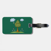 Bee and Tree Natuur Scene met Bloemen en Wolken Bagagelabel (Achterkant horizontaal)