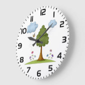 Bee and Tree Natuur Scene met Bloemen en Wolken Grote Klok (Hoek)