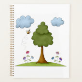 Bee and Tree Natuur Scene met Bloemen en Wolken Planner (Voorkant)