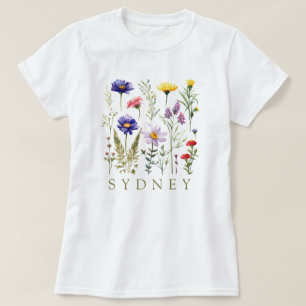 Bee and Wild Flowers modern T-shirt
