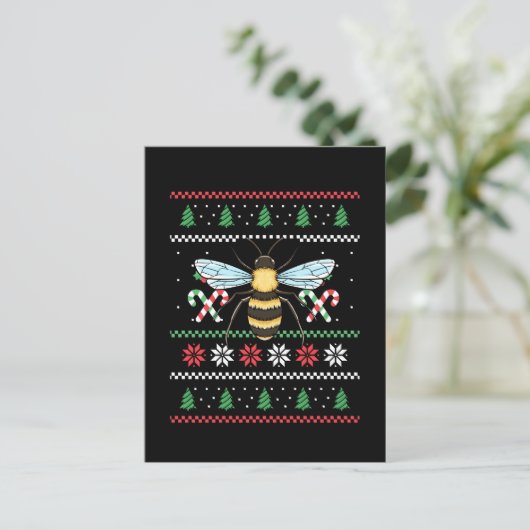Bee Animal Bee Lelijke Kerst Briefkaart (Staand voorkant)