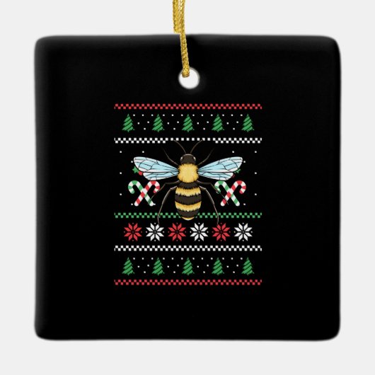 Bee Animal Bee Lelijke Kerst Keramisch Ornament (Voorkant)