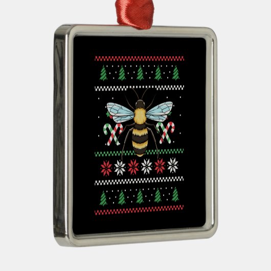 Bee Animal Bee Lelijke Kerst Metalen Ornament (Rechts)
