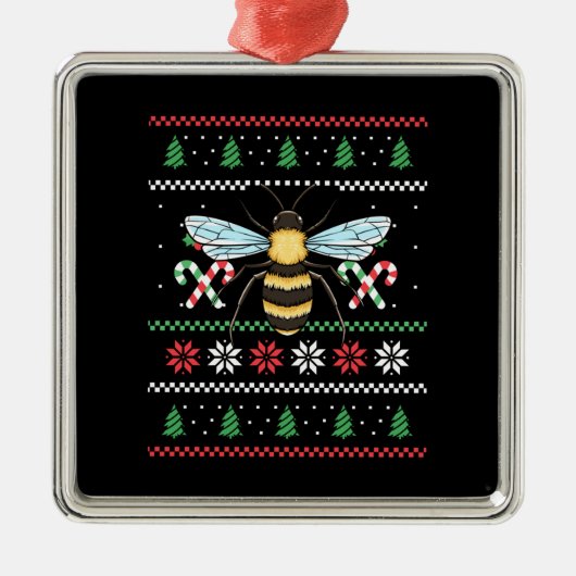 Bee Animal Bee Lelijke Kerst Metalen Ornament (Voorkant)