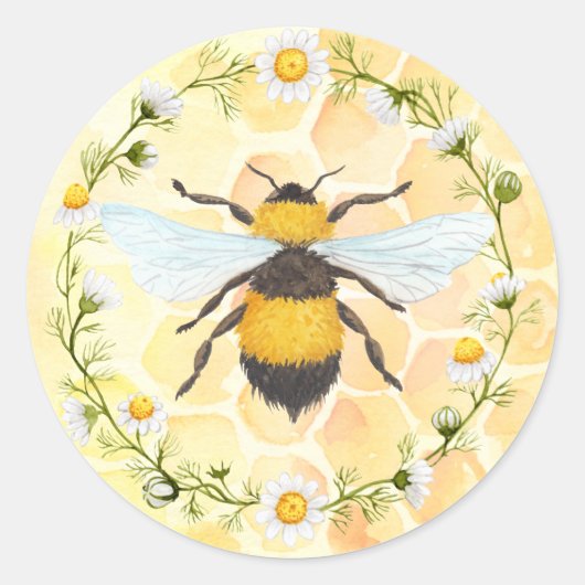 Bee Apiary Honey Jar Sticker (Voorkant)