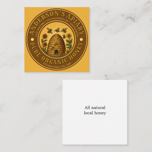 Bee Apiary Honey Label Sjabloon (Voorkant / Achterkant)