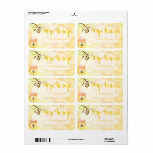 Bee Apiary Honey Verzendlabel (Full Sheet)