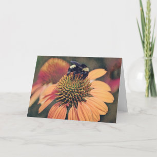 Bee Art Bee op Oranje coneflower Art Note Kaart