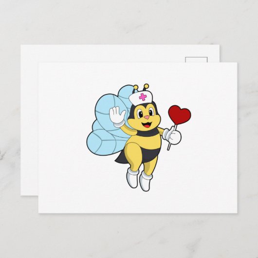 Bee as Nurse with Heart.PNG Briefkaart (Voorkant / Achterkant)