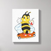 Bee as Skater with Skateboard Canvas Afdruk (Voorkant)