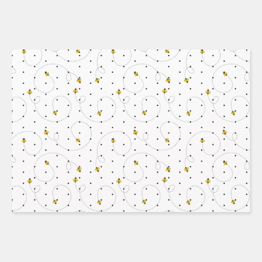 Bee Assortment Vier Verpakkingspapier Inpakpapier Vel (Voorkant 3)